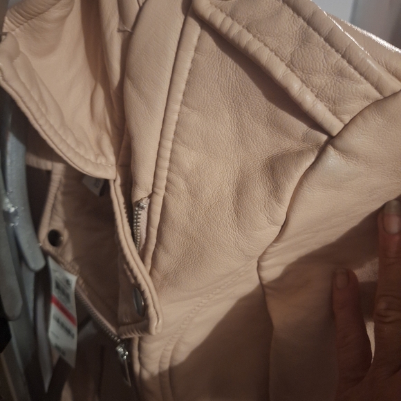 NWT AMERICAN RAG X SMALL PLEATHER VERY LIGHT PINK MOTO JACKET - Picture 9 of 9